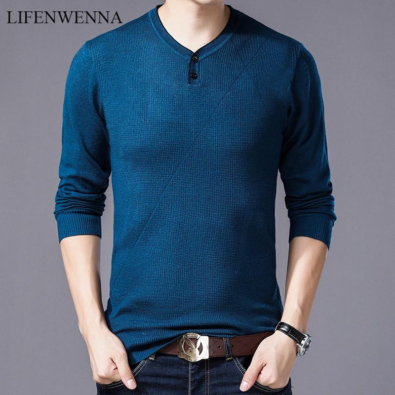 

Men's Sweaters Autumn Winter Arrival Mens Sweater Fashion V Neck Solid Pullover Men Casual Slim Fit Knitted Pullovers 8XLMen's, 9862 blue