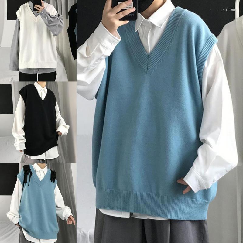

Men's Sweaters Student Sweater Sleeveless Spring Anti-pilling Simple Great Loose SweaterMen's Mari22, Blue