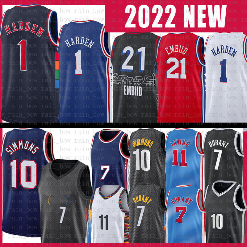 

7 Kevin Durant James Harden 1 Ben Simmons Kyrie Irving Basketball Jersey 10 11 Joel Embiid Biggie Julius Erving Allen Iverson 21 3 6 Jerseys