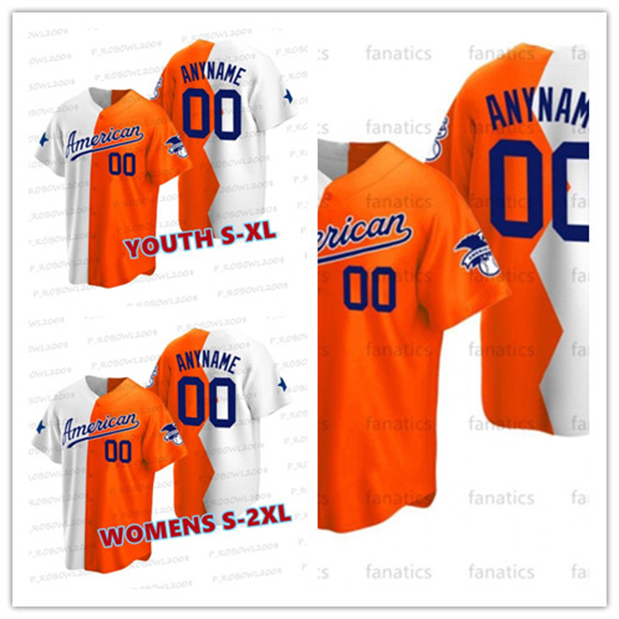 

2022 All Star American League Futures Game Split Jersey Orange White Shea Langeliers Baseball Clarke Emerson Hancock Hunter Brown Dominguez Wallner yellow, Colour