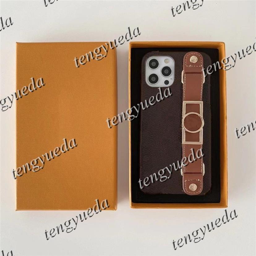 

Luxury Fashion Designer Phone Cases for iphone 11 12 13 pro max XS XR Xsmax 7 8 plus High Quality Leather Wristband Holder Cellpho278G, Brown flower-#lvlogo