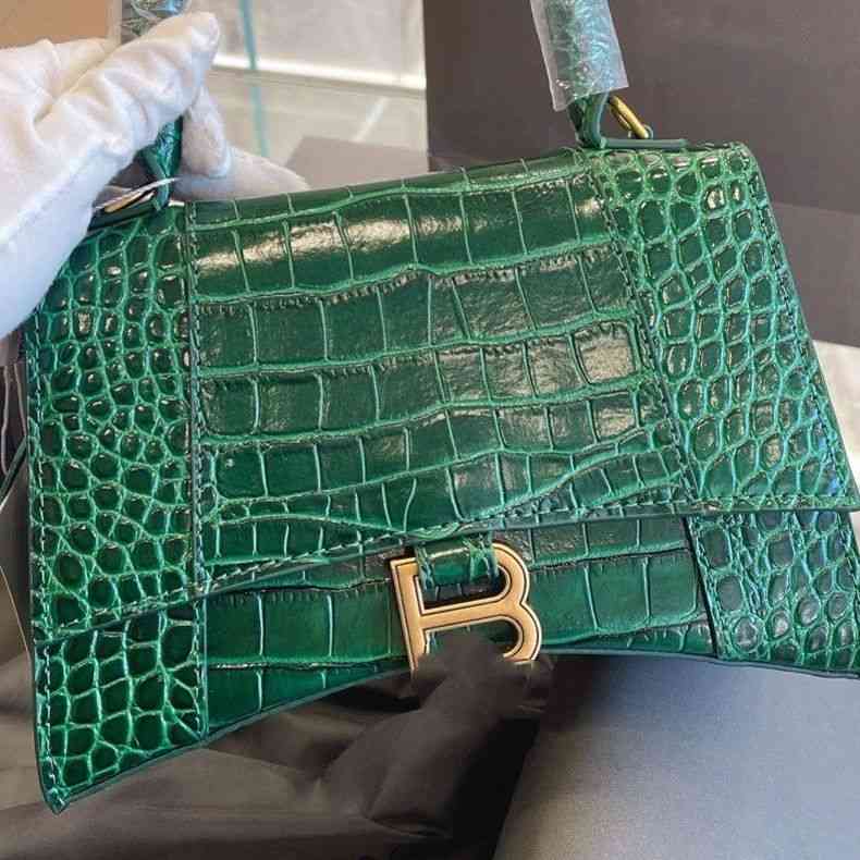

balencaigass hourglass handbags Crocodile skin green bag 23cm zly, Sky blue