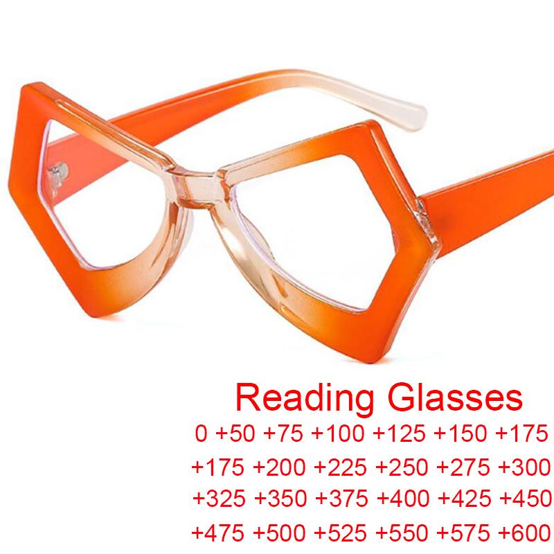 

Sunglasses Fashion Irregular Anti Blue Light Reading Glasses Women Men Oversized Clear Presbyopia Goggles Eyeglasses Diopter 0- 600Sunglasse