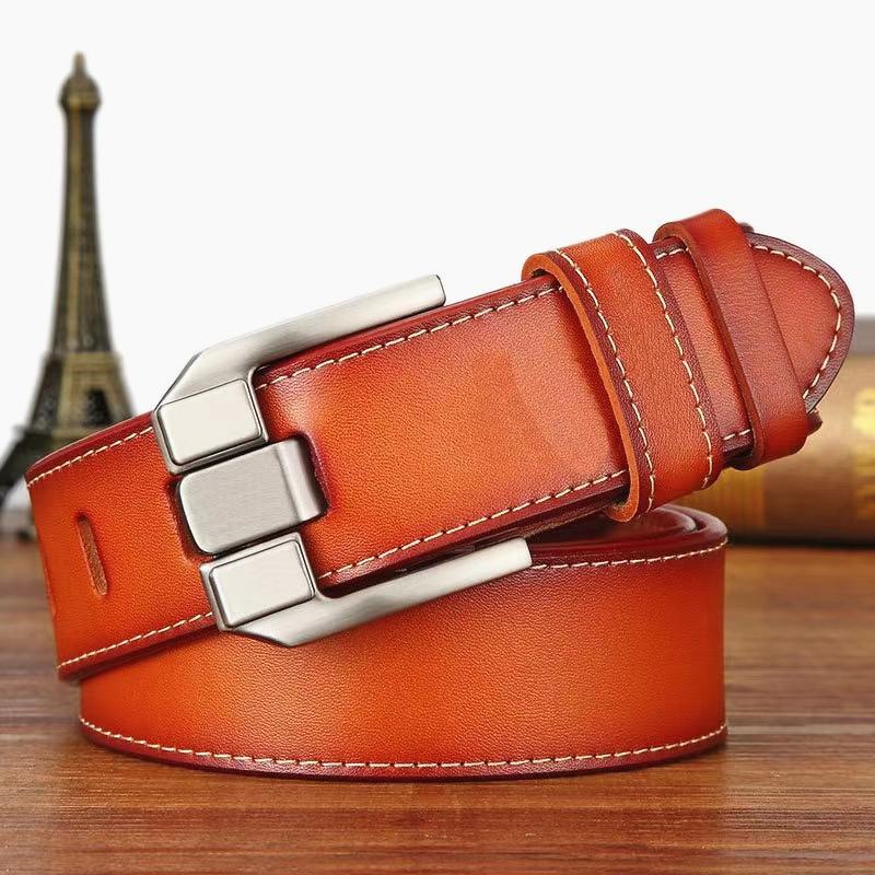 

Belts Luxury Designer Men Leather Belt Cow Genuine Pin Buckle Big Large Size Male Split LeatherBelts, Black