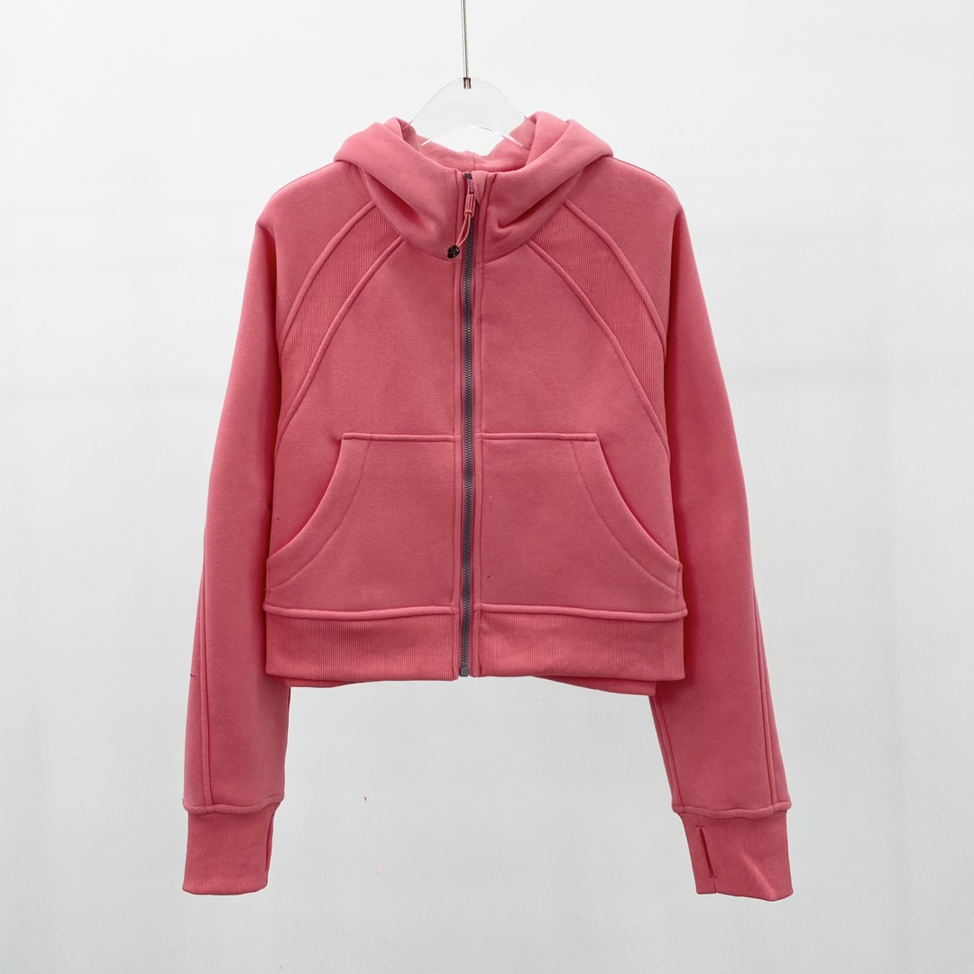 

New 8-color Women's Jackets autumn fleece yoga wear Scuba Oversized Full zip Hoodies Sweatshirts embroidery-logo high quality, Half zip gray