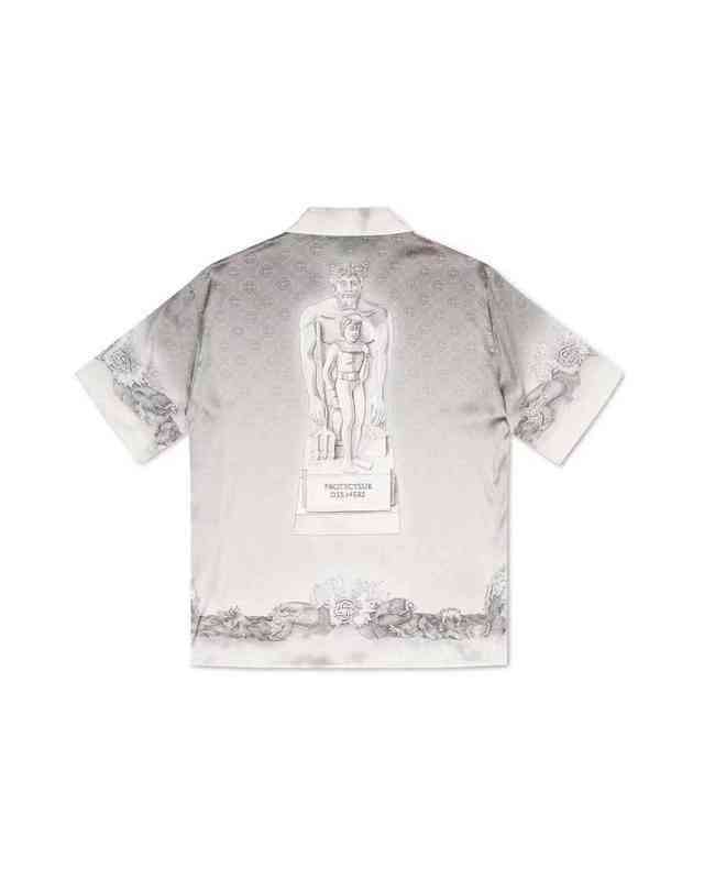 

Casablanca 22ss silk shirts Guardian plaster image black white gradient men and women Hawaiian short sleeve shirt tees, Beige