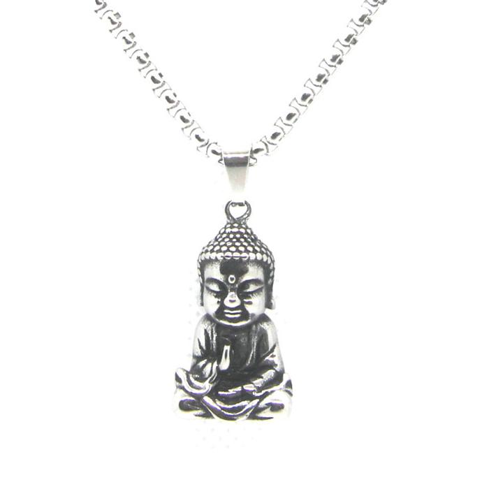 

Pendant Necklaces Mini 3D Buddha 316L Stainless Steel Fashion Silver Gold Luck God NecklacePendant