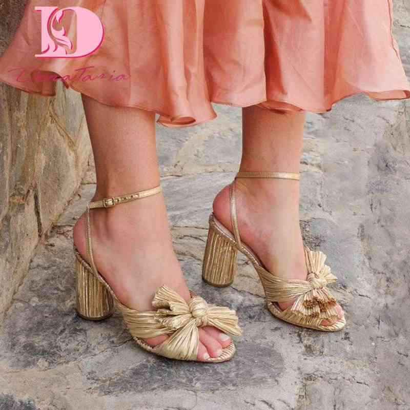 

Brand New Ladies Ankle Strap Sandals Fashion Bow Thick High Heels Summer women's Sandals Party Wedding Elegant Sexy Shoes Woman H220409, Green 8.5cm