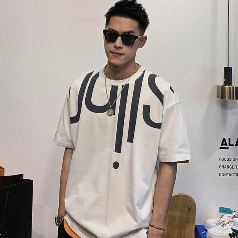 

Men's T-Shirts Casual Mens T Shirts Fashion High Street Punk Clothes White Oversized Shirt Large Letter Printing Comfortable Debardeur Homme, Ts0144---white