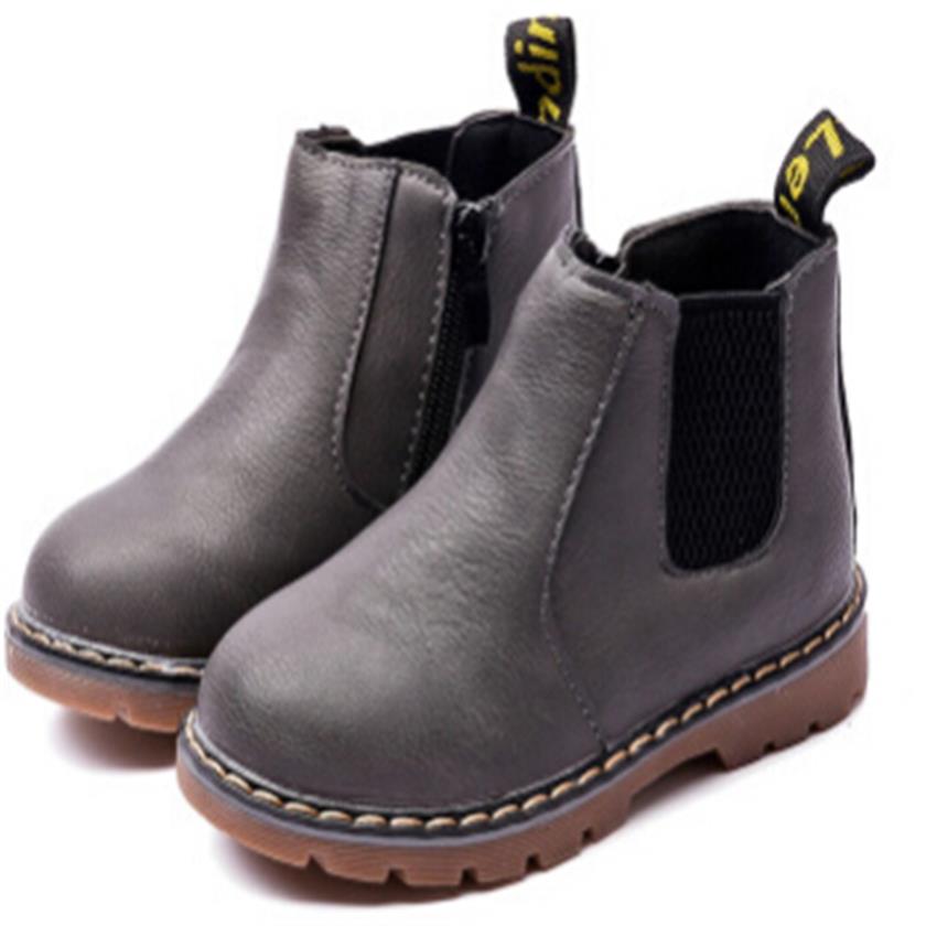 2018 New Spring Autumn Children Shoes PU Leather Classic Martin Boots Kids Snow Boots Brand Toddler Boys Rubber Boots255a