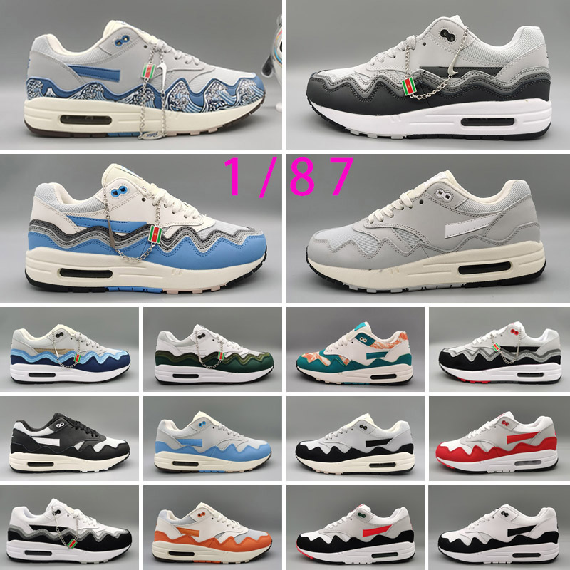 

Discount 1 Men Women Running Shoes Patta X Aqua Noise Black Grey 87 Anniversary Royal Teal London UNC Patch Elephant Brand Atomic Designer Trainer Sneakers, Sock+tag