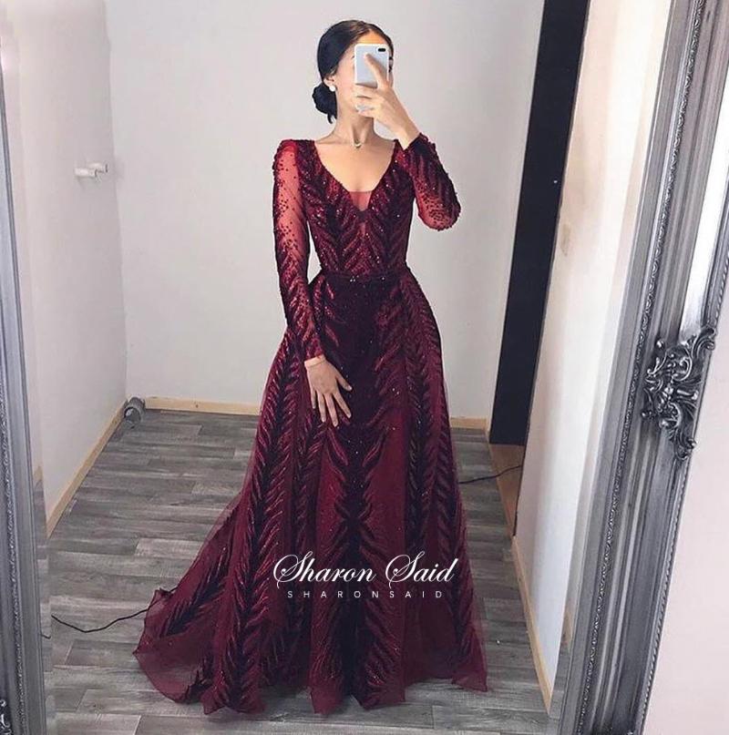 

Party Dresses Burgundy Velvet Mermaid Arabic Evening Dress Long Sleeve Muslim Dubai Prom Emerald Green Formal Gowns Navy BlueParty, Navy blue