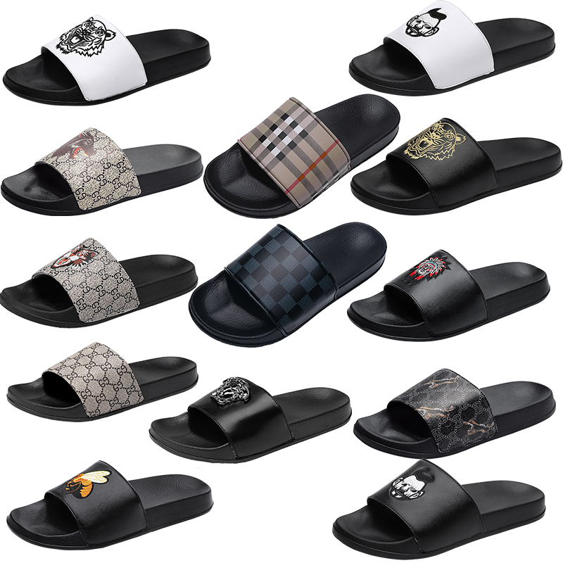 

Luxury Brand Slides Sandals Designer slippers Shoes avatar Correct cartoon Grid pattern Summer Beach Slipper Flat men platform flip flops sneakers 39-46, 628 balck