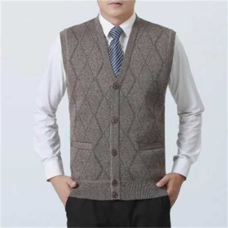 

Men's Vests Slim Fit Jumpers Knitwear Vest Sleeveless Winter Korean Casual Velvet Warm Fashion Sweaters Men Cardigan Waistcoat GiletMen's Ph, Khaki