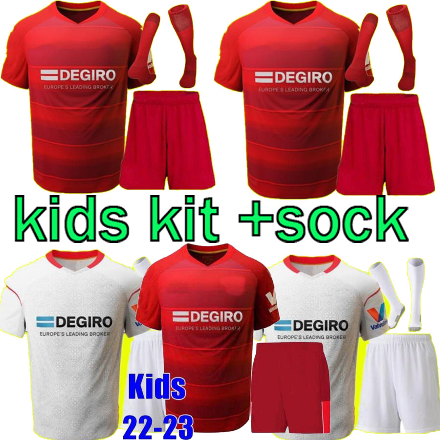 

2 23 SevillaS Soccer Jersey 2022 2023 fans player version EVER BANEGA EN-NESYRI NAVAS DE JONG EL HADDADI REGUILON LAMELA Football Shirt kids Kits sock Full sets, Blue