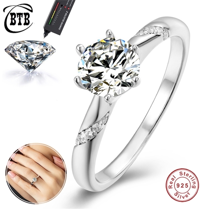 

CBTB 925 Sterling Silver Natural Classic 1ct Womens Ring Luxury Exquisite Wedding Couple Rings Jewelry Wholesale 220728