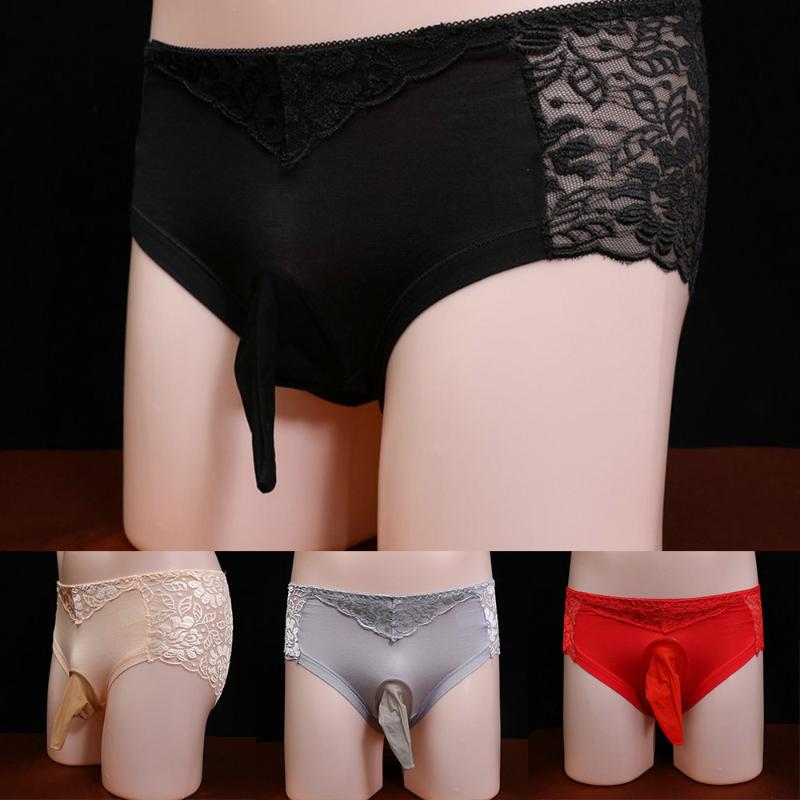 

Underpants Men Lace Gay Sissy Sexy Underwear Breathable Perspective Briefs Panties, Khaki closed sheath