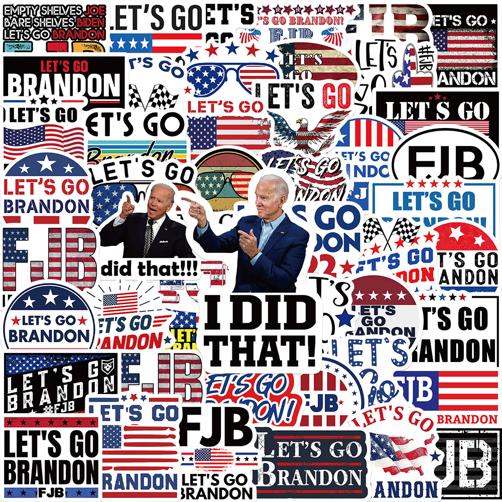 

50pcs/pack Let's go brando Biden Funny Sticker - I Did That Stickers For Refrigerator Car Helmet DIY Bicycle Guitar Decal, Multi colors