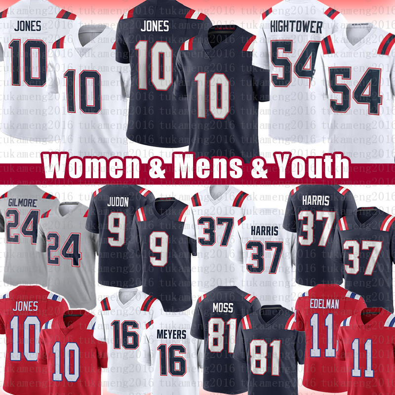 

10 Mac Jones Football Jersey 9 Matthew Judon Cole Strange 54 Dont'a Hightower Randy Moss Matthew Slater Devin McCourty Damien Harris Julian Edelman James White Slater, Mens jersey(laoy