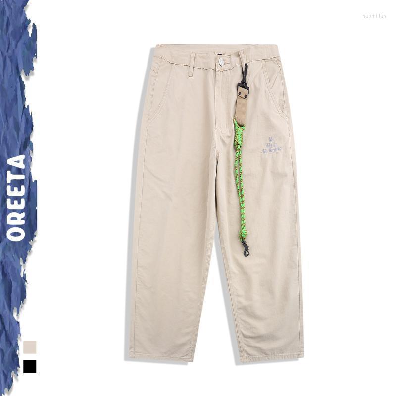 

Men's Pants Spring And Autumn Japanese Street Colorful Ropes Phants Zipper Casual Men's Loose Drooping Light Straight-Leg SolidMen's Nao, Black