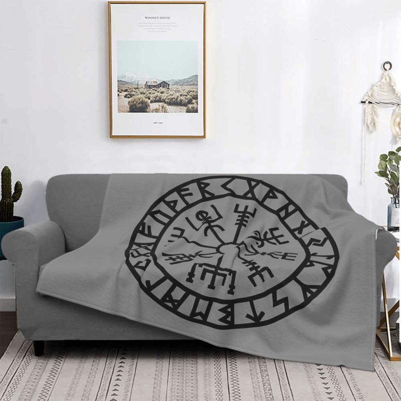 

Blankets Vegvisir - Futhark Runes Navigator Vikings Blanket Bedspread Plaid Throw And Fur Faux