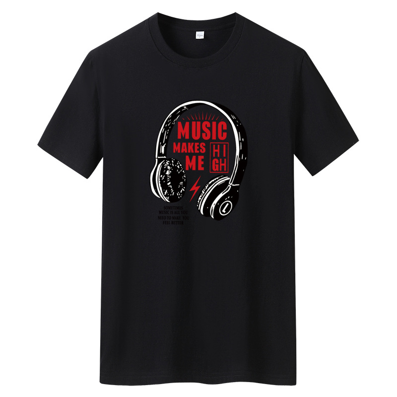 2022 Mens Designer Summer T Shirt Men T-shirt Headset Black White T-Shirts Earphone Printed Short Sleeve Cotton Tees OverSize 2XL 3XL 4XL 5XL 6XL