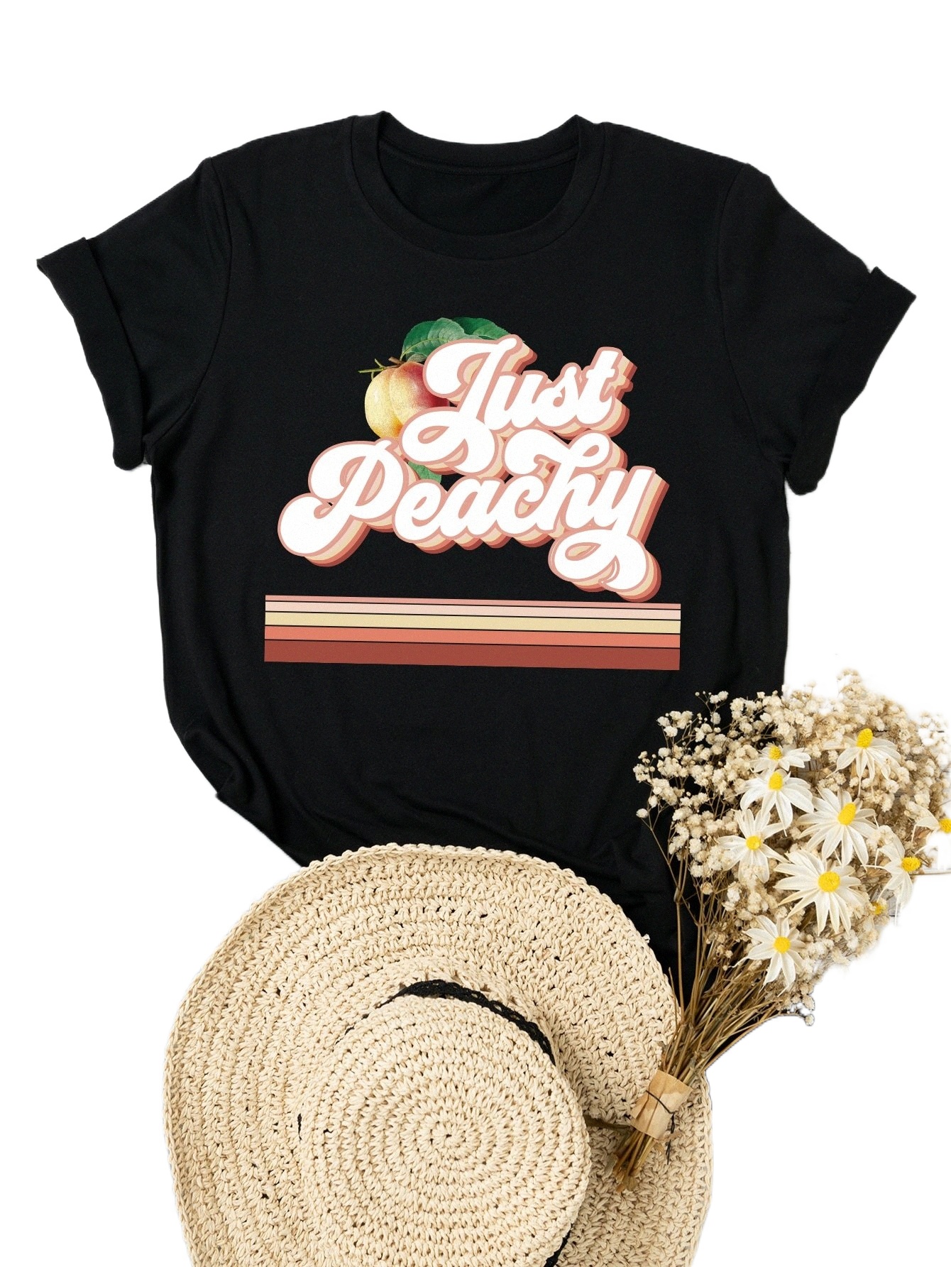 

plus Peach & Letter Graphic Tee Q0Du#, Black