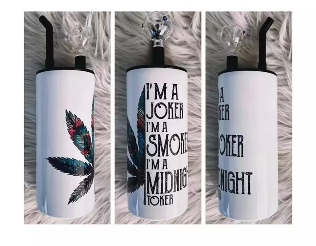 

15oz 20oz Sublimation Straight skinny tumbler with Smoking Lid Sub Hookah Tumbler Blank White Stainless Steel Coffee Cup Insulated Vacuum Water Bottle, White blank