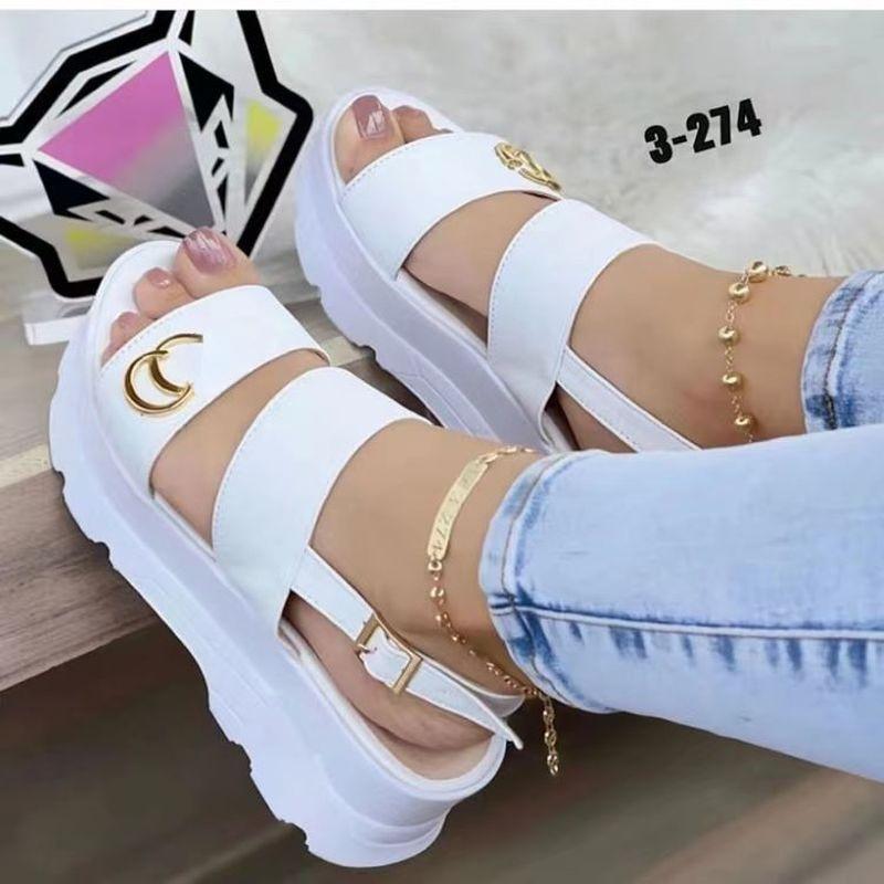 

Sandals Fashion Wedge Female Platform Buckle Strap Street Summer Shoes Punk Beach Wedges Women Chunky Sandalias De MujerSandals, Pink