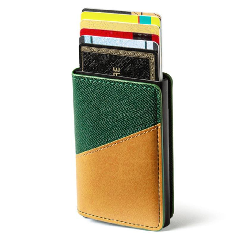 

Card Holders Blocking Men's Holder Box Soft Leather ID Bank Case Patchwork Protection Purse Women High Quality WalletCard, Yellow