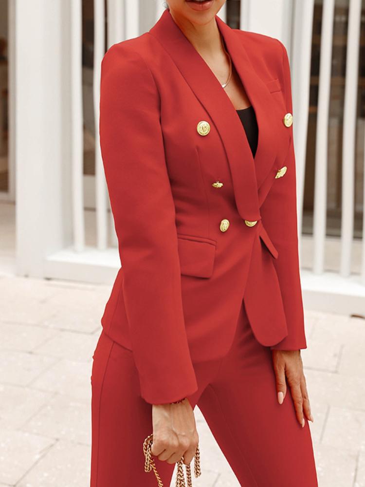 

Women' Two Piece Pants Elegant Fashion Women Business Trousers Suit Autumn Office Slim Vintage Formal Blazer Pantsuits Femme Korean Outfits, Black