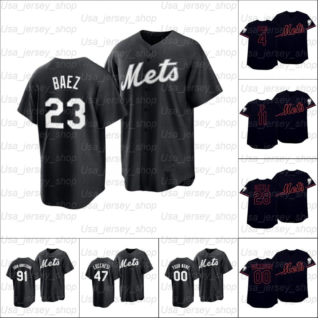

2021 All Black Fashion and Players' Weekend baseball jersey NewYork 20 Pete Alonso 48 Jacob deGrom 1 Amed Rosario 30 Michael Conforto 33 Mat, Women i