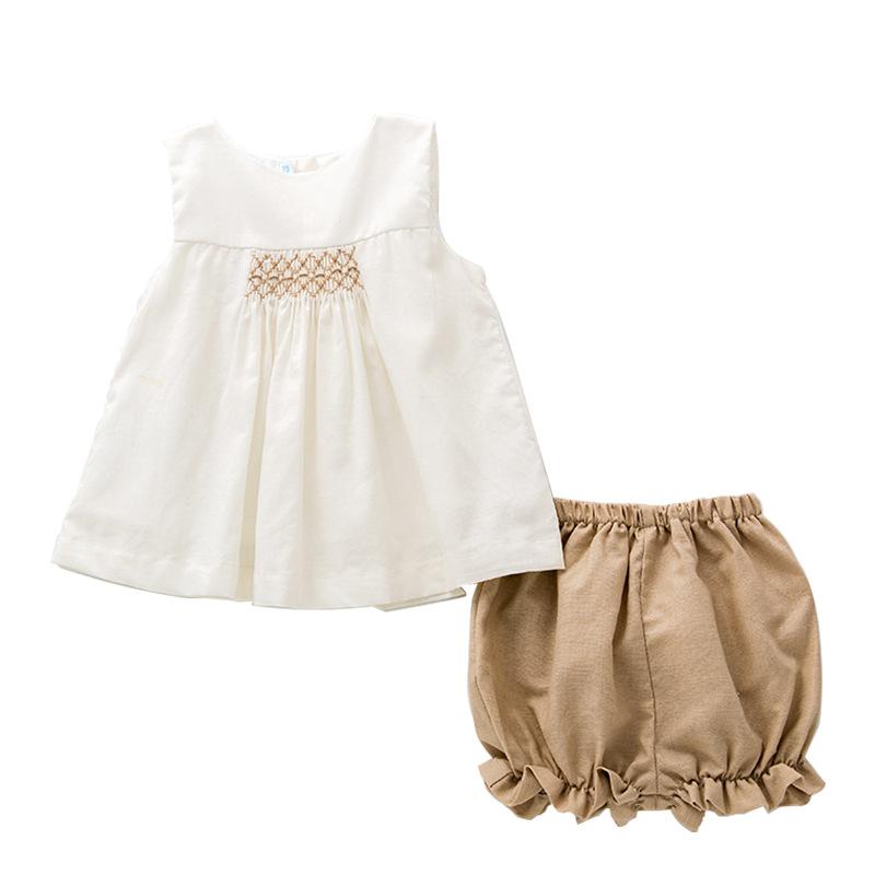 

Clothing Sets Baby Girl Summer Clothes Set Smocked Dresses Shorts Pants Children Boutique Girls Smocking Cotton Linen Frocks OutfitsClothing, Baby romper