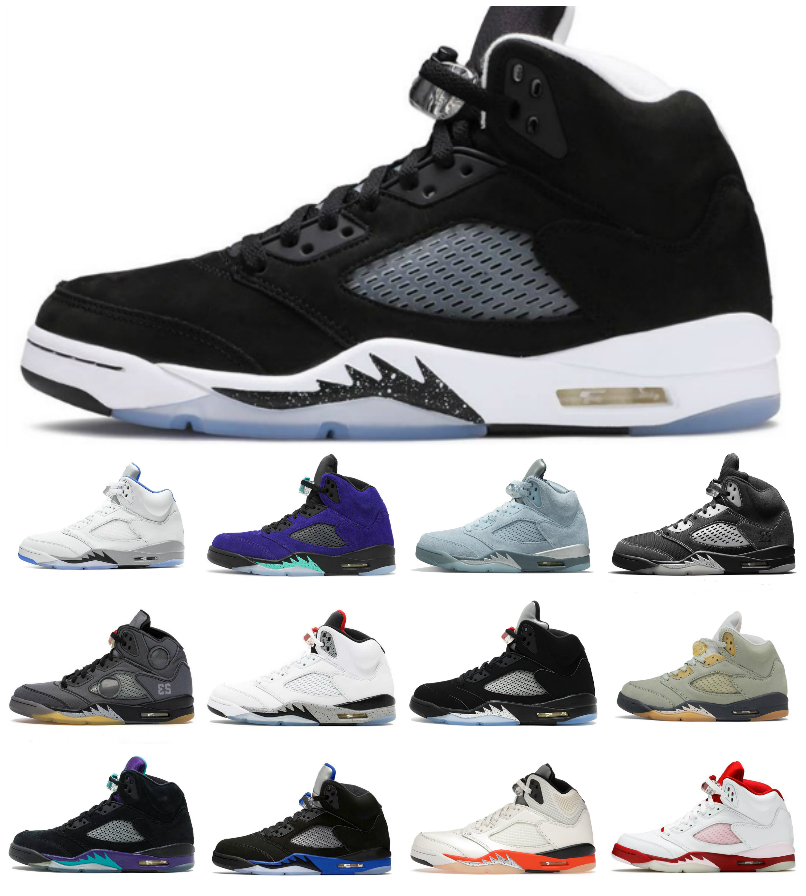 

Jumpman Racer Blue 5 5s Basketball Shoes Mens Dark Concord Sail White Stealth Black Cement Metallic Alternate Grape Green Bean Raging Bull Red Safety Orange Sneakers, Bubble package bag