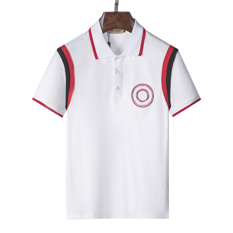 Polo de coton de créateur Couleur masculine Couleur solide Slim Fit à manches courtes Patchwork Fashion Street