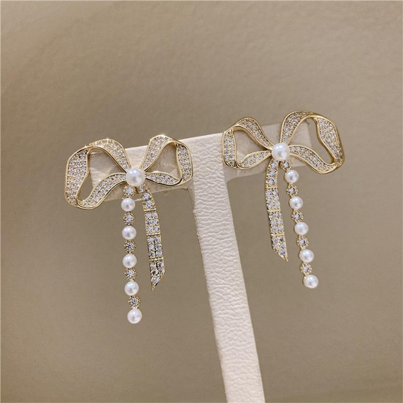 

Dangle & Chandelier Korean Bowknot Drop Earrings For Women Elegant Fashion Jewelry Oorbellen BijouxDangle
