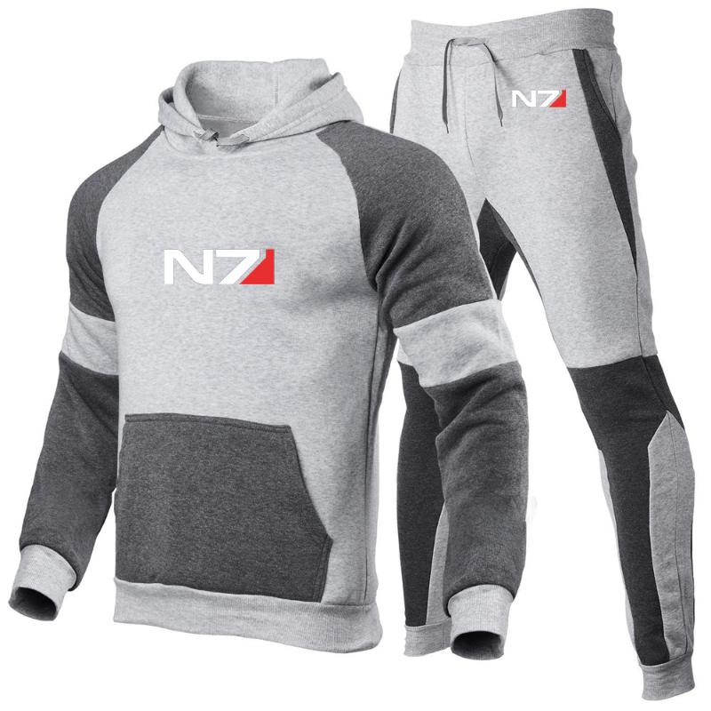 

Men' Tracksuits 2022 Spring And Autumn Hoodie Two-piece N7 Logo Fashion Novel Trend Casual All-match Zipper Sports Suit, Beige