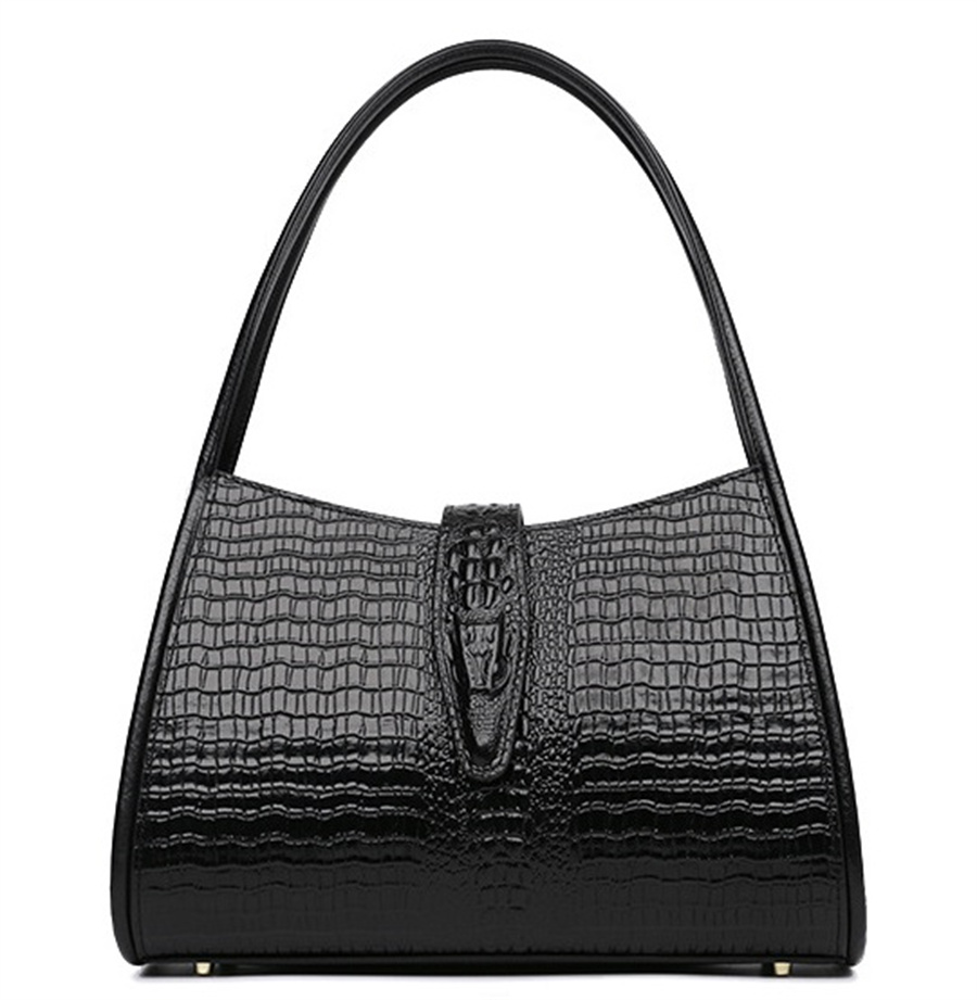 010-Genuine leather crocodile embossed effect Women Handbags Ladies Shoulder Purses Hobo Shoulder Bags-image-761842281
