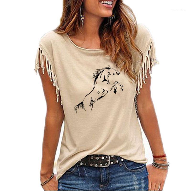 

Women' T-Shirt Running Horse Funny Women Loose Cotton Short Sleeve Female T-shirts Fashion Sleeveless Tees
