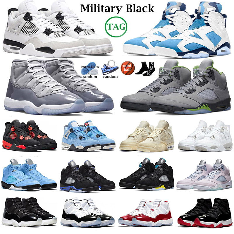 

4 5 6 11 12 Basketball Shoes 4s Military Black Red Thunder Sail 5s green bean racer blue 6s unc 11s cool grey concord 12s Playoffs Men Women Trainers Sport Sneakers, 43