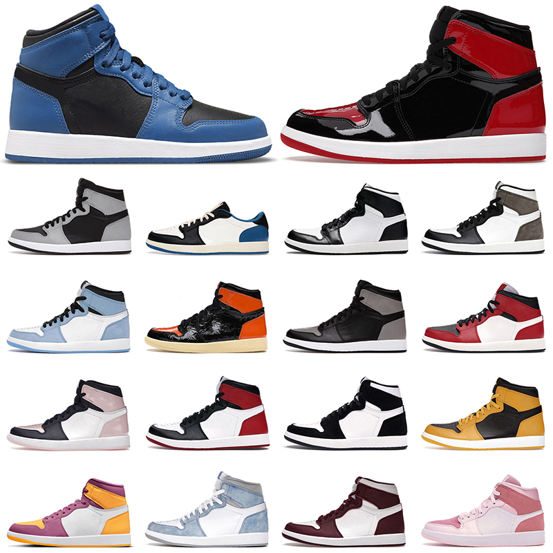 

mens basketball shoes 1s Bred Patent Dark Marina University Blue SHATTERED BACKBOARD Mocha Atmosphere men trainers sneakers, 4s 36-47 toro bravo