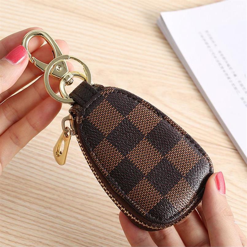 

2022 Luxurys Designer Bags Car Key Case Womens Cute Multifunctional Large Capacity Mens Zipper Home Car Keychain314j, Plaid brown-water drop version