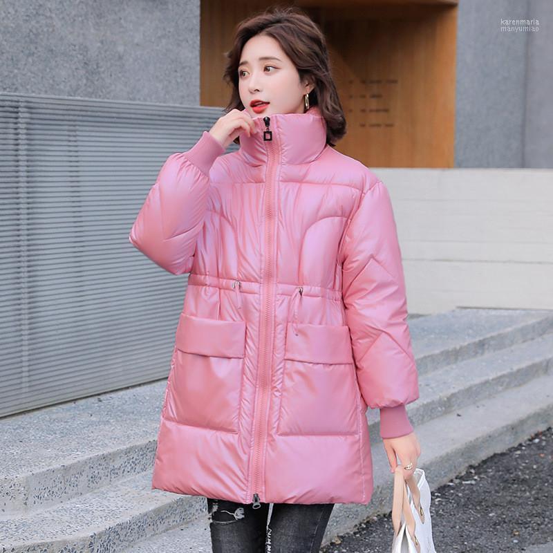 

Women's Down & Parkas 2022 Ladies Winter Parka Coat Fashion Shiny Warm Hooded Jacket Mid-length Clothing Kare22, Blue