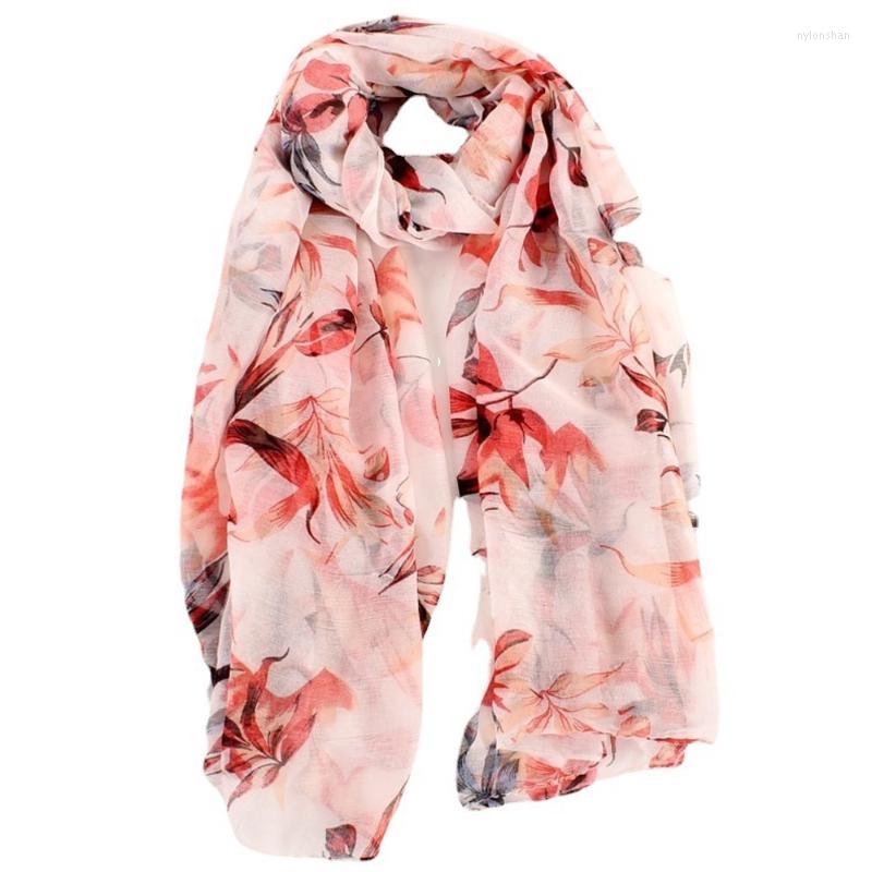 

Scarves Leaf Print Scarf Shawls Long Women Floral Soft Hijab Wrap 6 Color
