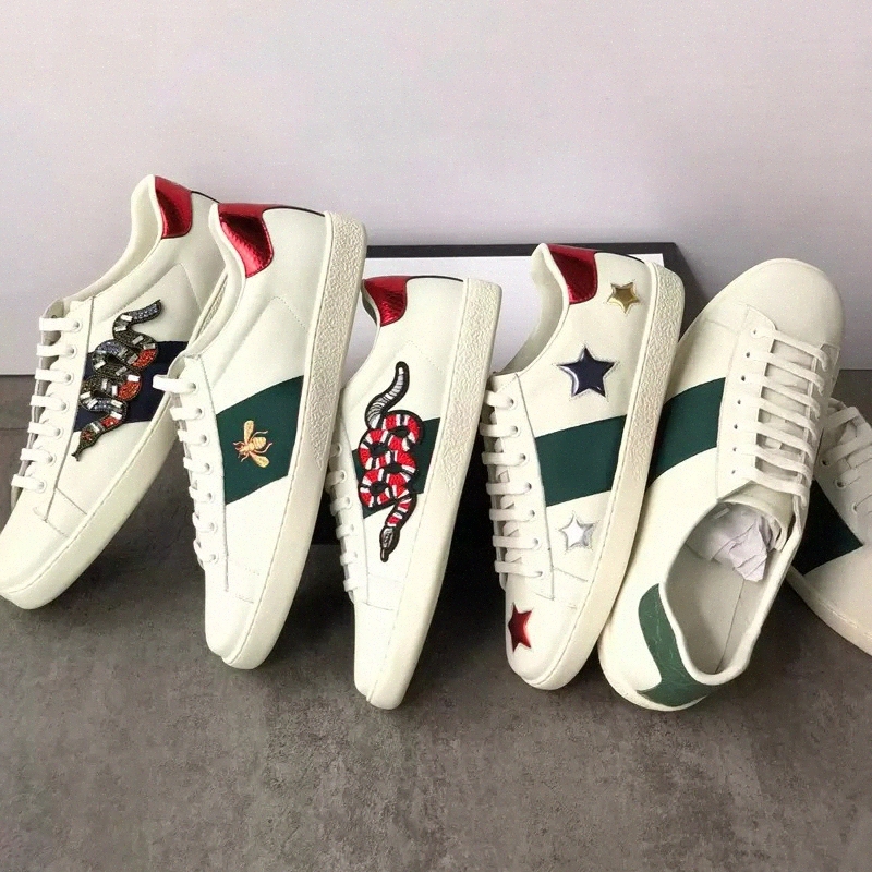

GG Mens Womens Sneaker fashion Casual Shoes Snake Chaussures Leather Ace Bee Embroidery Stripes Shoe Walking Sports Trainers Tiger Women Men guccie for men, 27