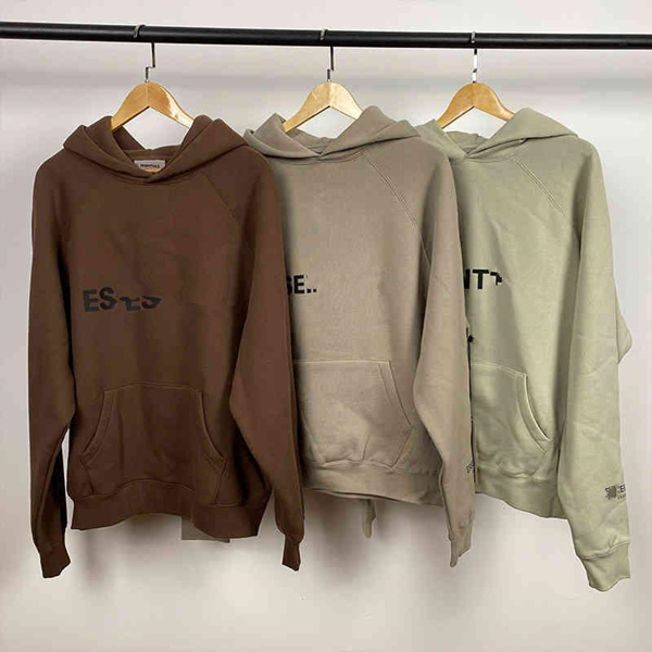 

fw Hoodies Taupe brown mustard green fog double thread ess sweater tide brand hat
