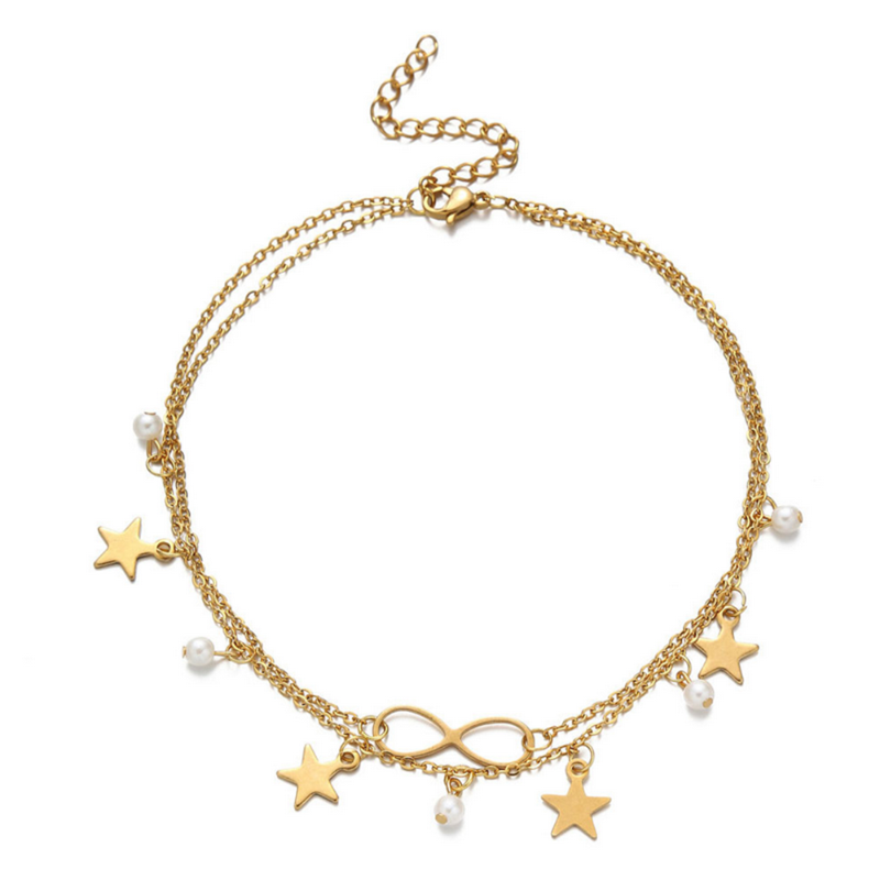 

Charm Bracelets Stainless Steel Little Star Pendant Bracelet High Quality Ladies Double BraceletCharm