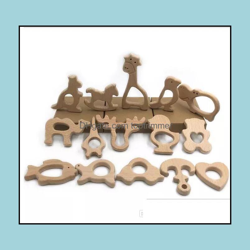 

58 Designs Wooden Teethers Nature Baby Teething Toy Organic Eco-Friendly Wood Holder Nursing Teether Drop Delivery 2021 Soothers Health Ca