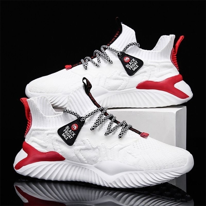 

Men Sneakers Style Breathable Lace Up Men Mesh Shoes Fashion Casual Noslip Vulcanize Shoes Men Tenis Masculino 220815, 007 white