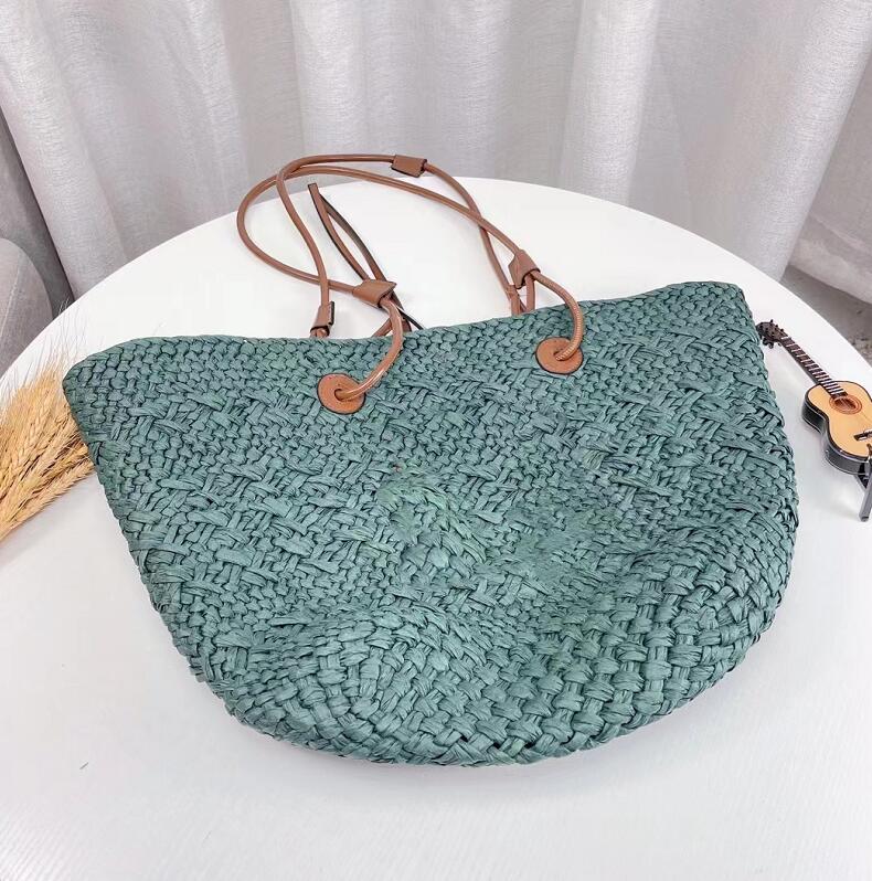 

Tricolor Raffia Straw Weave Sandbeach Totes Summer New Style Leisure Vacation High Capacity Handbag Soft Handiness Women Shopping Bags Shoulder Bag, Orange